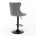 4x Height Adjustable Swivel Bar Stool Velvet Nailhead Barstool with Footrest - Furniture > Bar Stools & Chairs
