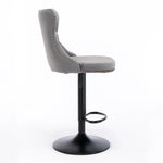 4x Height Adjustable Swivel Bar Stool Velvet Nailhead Barstool with Footrest - Furniture > Bar Stools & Chairs