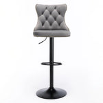 4x Height Adjustable Swivel Bar Stool Velvet Nailhead Barstool with Footrest - Furniture > Bar Stools & Chairs
