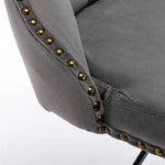 4x Height Adjustable Swivel Bar Stool Velvet Nailhead Barstool with Footrest - Furniture > Bar Stools & Chairs