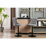 4x Height Adjustable Swivel Bar Stool Velvet Nailhead Barstool with Footrest - Furniture > Bar Stools & Chairs