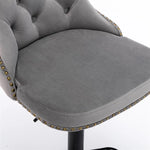 4x Height Adjustable Swivel Bar Stool Velvet Nailhead Barstool with Footrest - Furniture > Bar Stools & Chairs