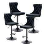 4x Height Adjustable Swivel Bar Stool Velvet Nailhead Barstool with Footrest - Furniture > Bar Stools & Chairs > Table