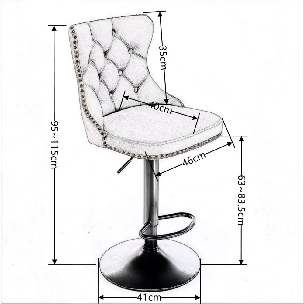 4x Height Adjustable Swivel Bar Stool Velvet Nailhead Barstool with Footrest - Furniture > Bar Stools & Chairs