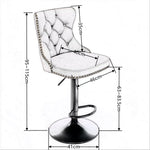 4x Height Adjustable Swivel Bar Stool Velvet Nailhead Barstool with Footrest - Furniture > Bar Stools & Chairs