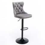 4x Height Adjustable Swivel Bar Stool Velvet Nailhead Barstool with Footrest - Furniture > Bar Stools & Chairs