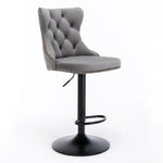 4x Height Adjustable Swivel Bar Stool Velvet Nailhead Barstool with Footrest - Furniture > Bar Stools & Chairs