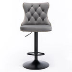 4x Height Adjustable Swivel Bar Stool Velvet Nailhead Barstool with Footrest - Furniture > Bar Stools & Chairs