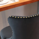 4x Height Adjustable Swivel Bar Stool Velvet Studs Barstool with Footrest and Golden Base- Black - Furniture > Bar