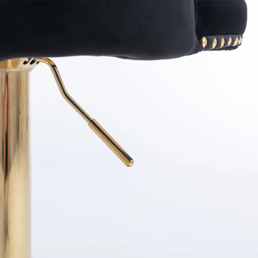 4x Height Adjustable Swivel Bar Stool Velvet Studs Barstool with Footrest and Golden Base- Black - Furniture > Bar