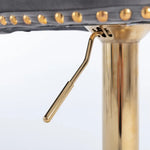 4x Height Adjustable Swivel Bar Stool Velvet Studs Barstool with Footrest and Golden Base- Grey - Furniture > Bar