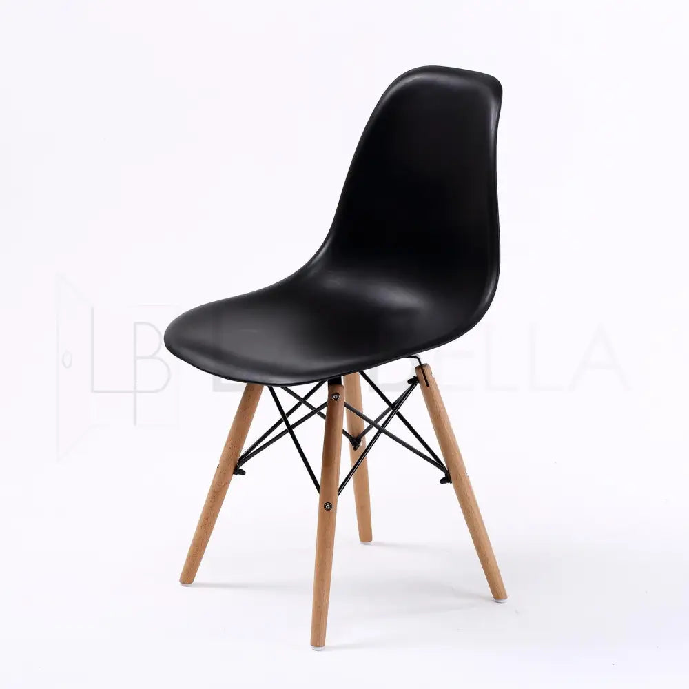 4X Retro Dining Cafe Chair DSW BLACK - Furniture > Bar Stools & Chairs