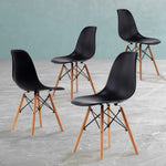 4X Retro Dining Cafe Chair DSW BLACK - Furniture > Bar Stools & Chairs