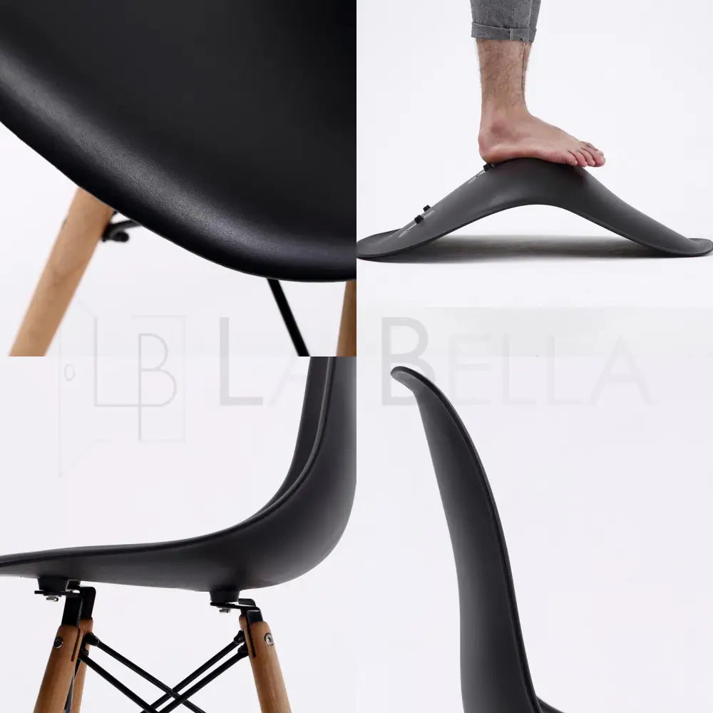 4X Retro Dining Cafe Chair DSW BLACK - Furniture > Bar Stools & Chairs