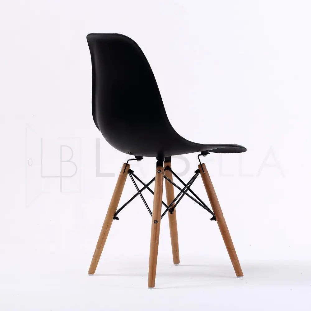 4X Retro Dining Cafe Chair DSW BLACK - Furniture > Bar Stools & Chairs