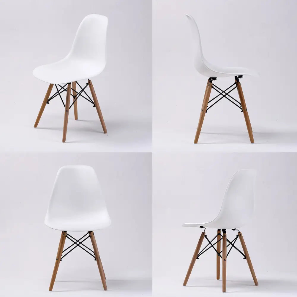 4X Retro Dining Cafe Chair DSW WHITE - Furniture > Bar Stools & Chairs