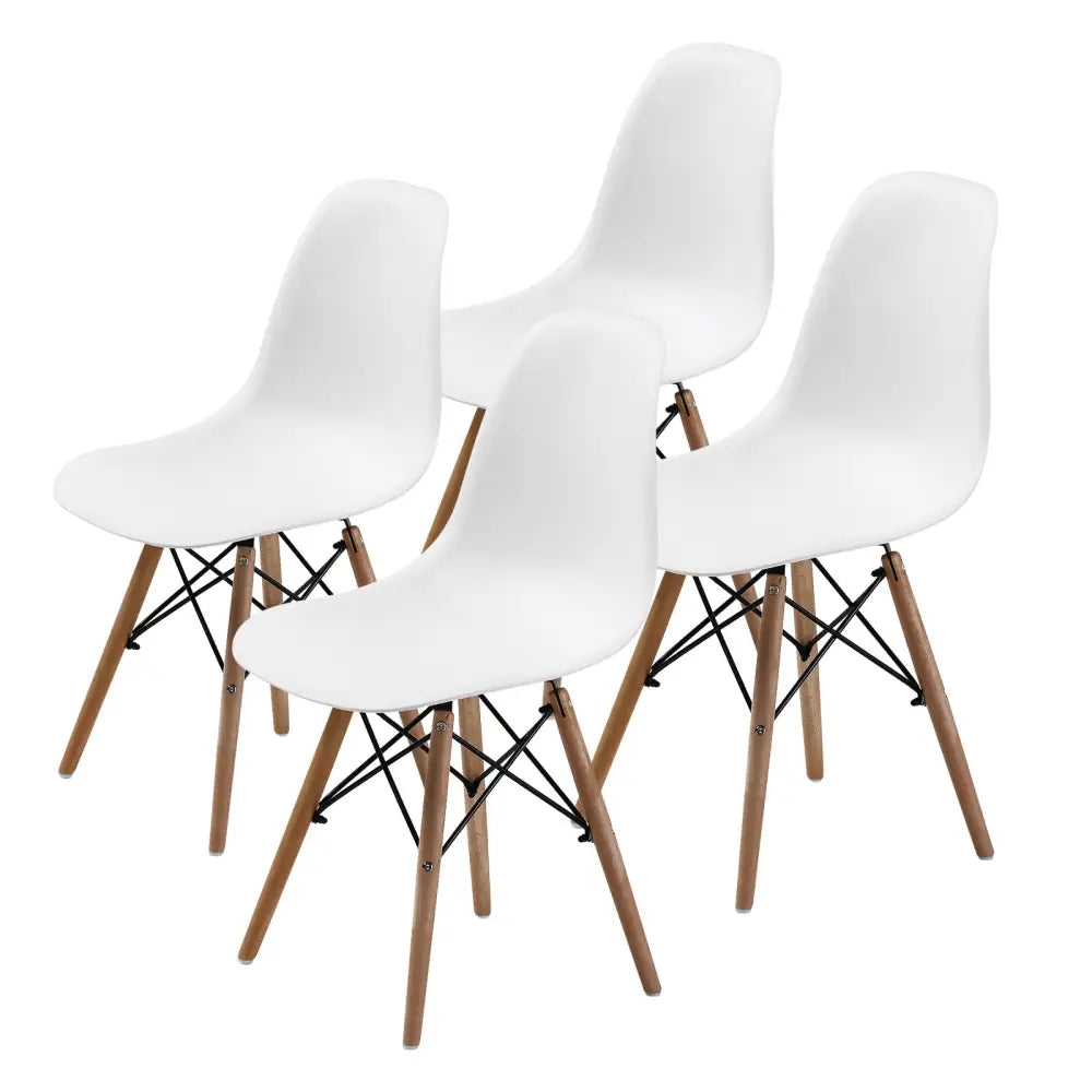 4X Retro Dining Cafe Chair DSW WHITE - Furniture > Bar Stools & Chairs