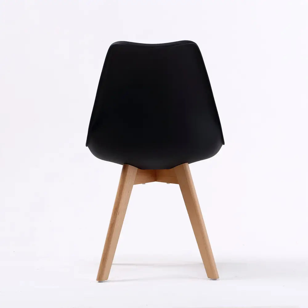 4X Retro Dining Cafe Chair Padded Seat BLACK - Furniture > Bar Stools & Chairs