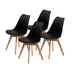 4X Retro Dining Cafe Chair Padded Seat BLACK - Furniture > Bar Stools & Chairs