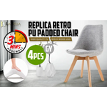 4X Retro Dining Cafe Chair Padded Seat GREY - Furniture > Bar Stools & Chairs