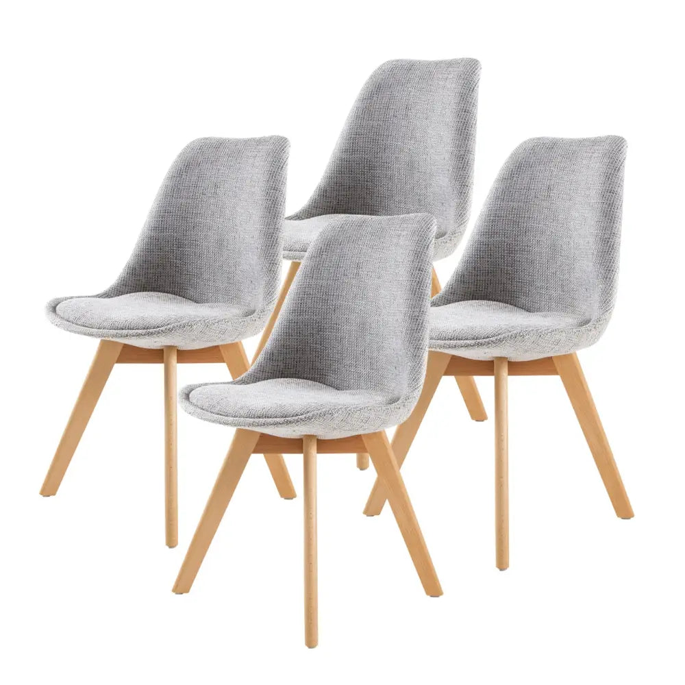 4X Retro Dining Cafe Chair Padded Seat GREY - Furniture > Bar Stools & Chairs