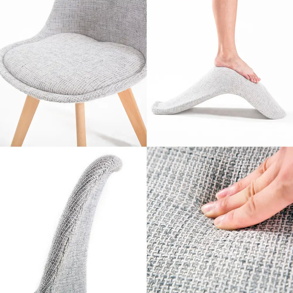 4X Retro Dining Cafe Chair Padded Seat GREY - Furniture > Bar Stools & Chairs