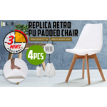 4X Retro Dining Cafe Chair Padded Seat WHITE - Furniture > Bar Stools & Chairs