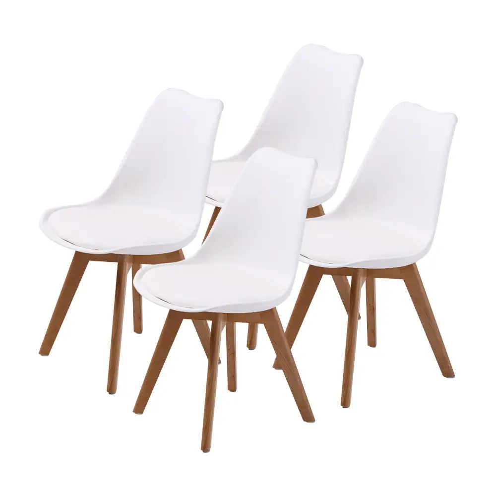 4X Retro Dining Cafe Chair Padded Seat WHITE - Furniture > Bar Stools & Chairs