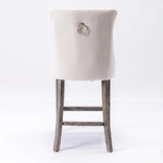 4X Velvet Bar Stools with Studs Trim Wooden Legs Tufted Dining Chairs Kitchen - Furniture > Bar Stools & Chairs