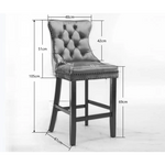 4X Velvet Bar Stools with Studs Trim Wooden Legs Tufted Dining Chairs Kitchen - Furniture > Bar Stools & Chairs