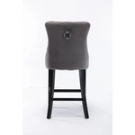 4X Velvet Bar Stools with Studs Trim Wooden Legs Tufted Dining Chairs Kitchen - Furniture > Bar Stools & Chairs