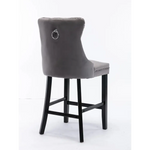 4X Velvet Bar Stools with Studs Trim Wooden Legs Tufted Dining Chairs Kitchen - Furniture > Bar Stools & Chairs