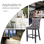 4X Velvet Bar Stools with Studs Trim Wooden Legs Tufted Dining Chairs Kitchen - Furniture > Bar Stools & Chairs