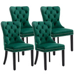 4x Velvet Dining Chairs- Green - Furniture > Bar Stools & Chairs