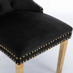 4x Velvet Dining Chairs with Golden Metal Legs-Black - Furniture > Bar Stools & Chairs