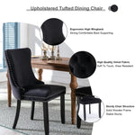 4x Velvet Upholstered Dining Chairs Tufted Wingback Side Chair with Studs Trim Solid Wood Legs for Kitchen - Furniture