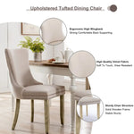 4x Velvet Upholstered Dining Chairs Tufted Wingback Side Chair with Studs Trim Solid Wood Legs for Kitchen - Furniture