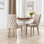 4x Velvet Upholstered Dining Chairs Tufted Wingback Side Chair with Studs Trim Solid Wood Legs for Kitchen - Furniture