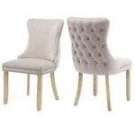 4x Velvet Upholstered Dining Chairs Tufted Wingback Side Chair with Studs Trim Solid Wood Legs for Kitchen - Furniture