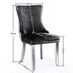 4x Velvet Upholstered Dining Chairs Tufted Wingback Side Chair with Studs Trim Solid Wood Legs for Kitchen - Furniture