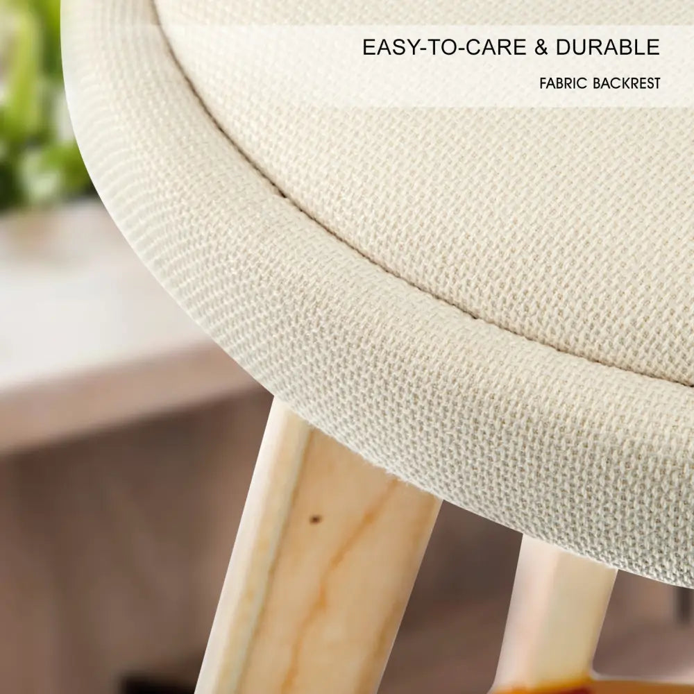 4X Wooden Bar Stool Dining Chair Fabric LEILA 72cm BEIGE - Furniture > Bar Stools & Chairs > Table & Bar Stools