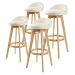 4X Wooden Bar Stool Dining Chair Fabric LEILA 72cm BEIGE - Furniture > Bar Stools & Chairs > Table & Bar Stools