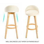 4X Wooden Bar Stool Dining Chair Fabric LEILA 72cm BEIGE - Furniture > Bar Stools & Chairs > Table & Bar Stools
