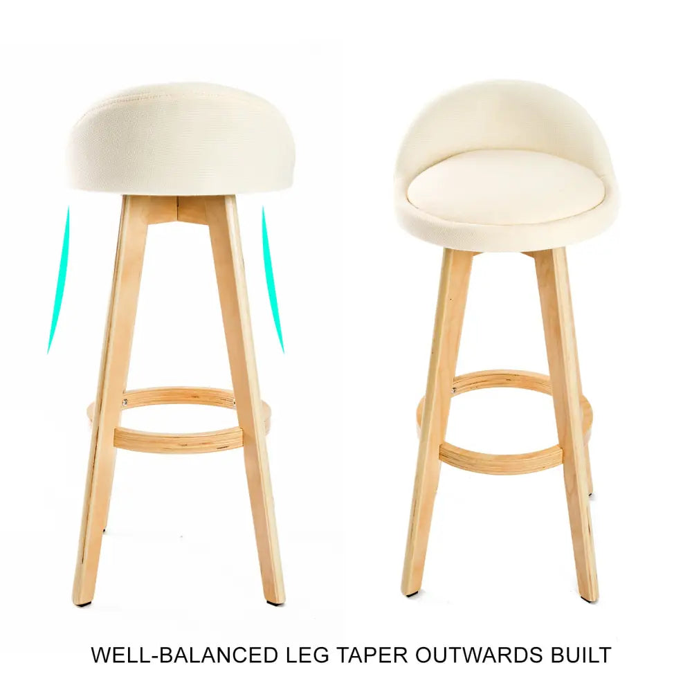 4X Wooden Bar Stool Dining Chair Fabric LEILA 72cm BEIGE - Furniture > Bar Stools & Chairs > Table & Bar Stools