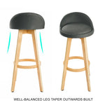 4X Wooden Bar Stool Dining Chair Fabric LEILA 72cm GREY - Furniture > Bar Stools & Chairs > Table & Bar Stools