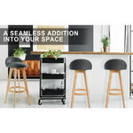 4X Wooden Bar Stool Dining Chair Fabric LEILA 72cm GREY - Furniture > Bar Stools & Chairs > Table & Bar Stools