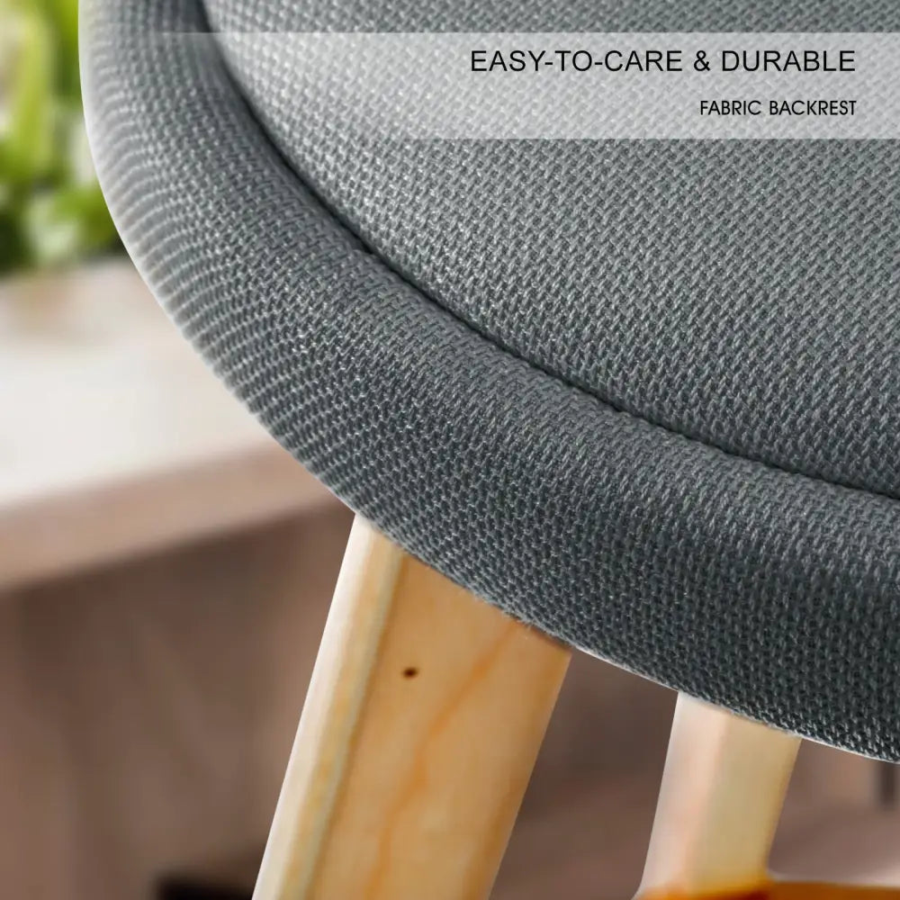 4X Wooden Bar Stool Dining Chair Fabric LEILA 72cm GREY - Furniture > Bar Stools & Chairs > Table & Bar Stools