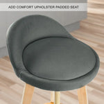 4X Wooden Bar Stool Dining Chair Fabric LEILA 72cm GREY - Furniture > Bar Stools & Chairs > Table & Bar Stools