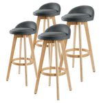 4X Wooden Bar Stool Dining Chair Fabric LEILA 72cm GREY - Furniture > Bar Stools & Chairs > Table & Bar Stools