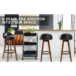 4X Wooden Bar Stool Dining Chair Leather LEILA 72cm BLACK BROWN - Furniture > Bar Stools & Chairs > Table & Bar Stools